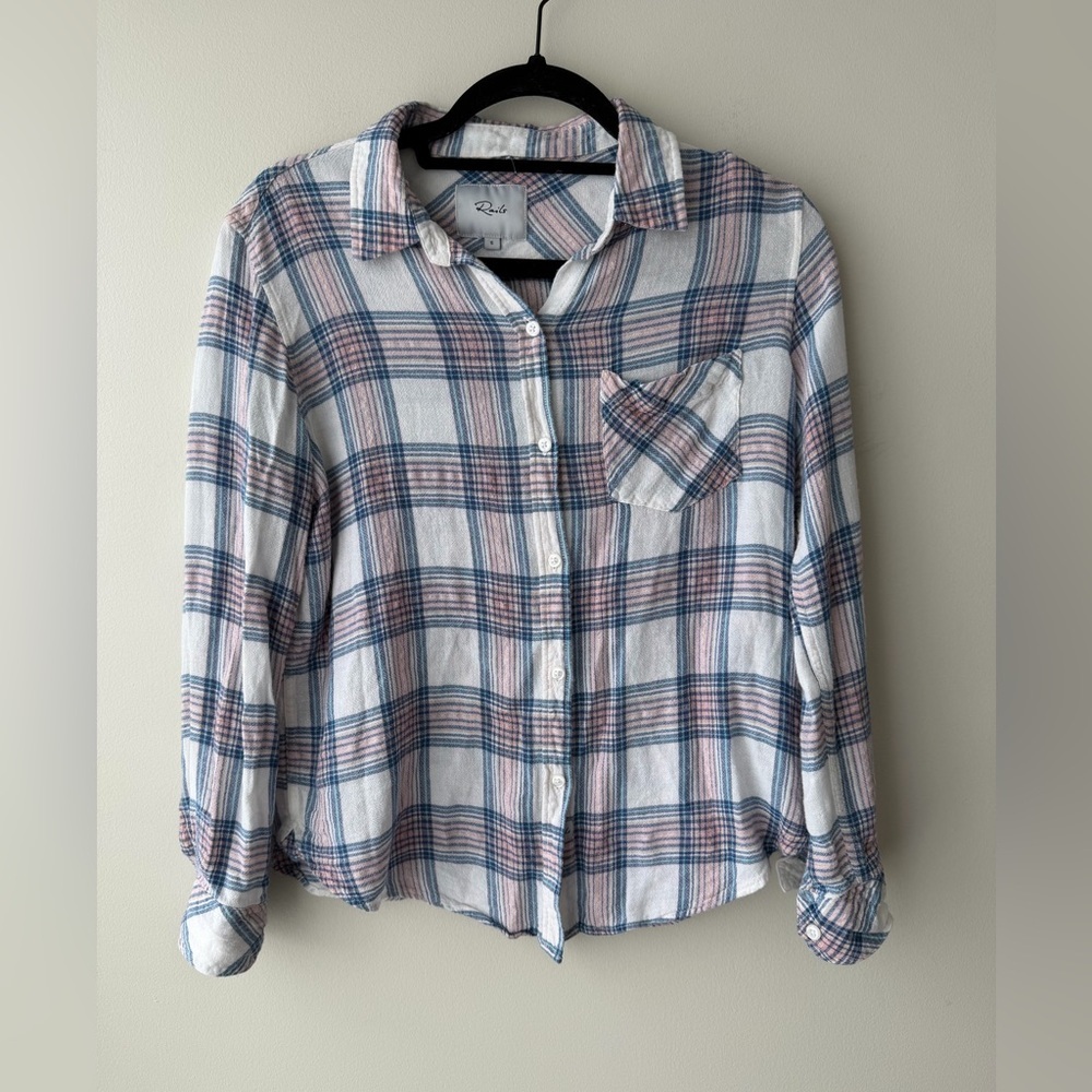 LAST CHANCE Rails Charli Striped Button Down Blouse - White, Pink, Aqua